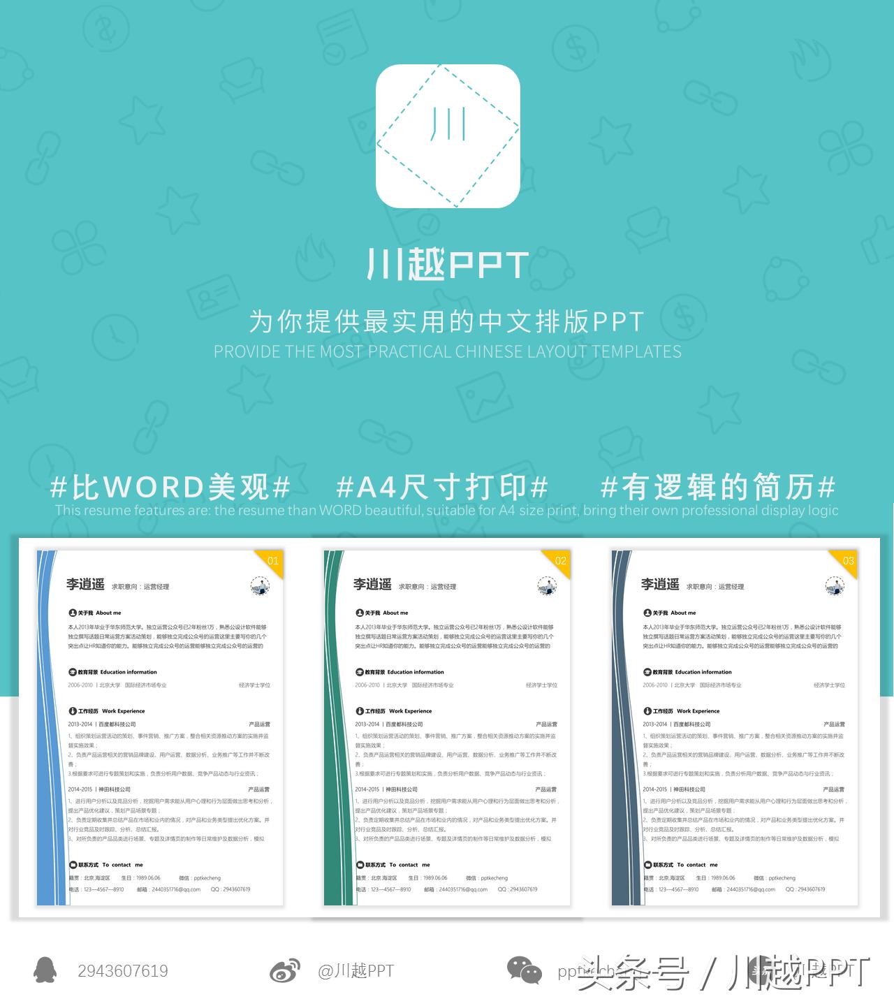 个人简介ppt简约模板,各种线条ppt模板