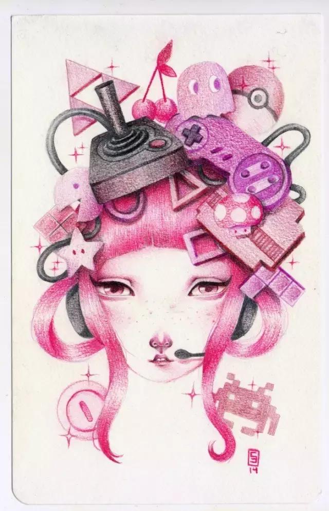 插画魔卡少女樱,插画少女和猫图片