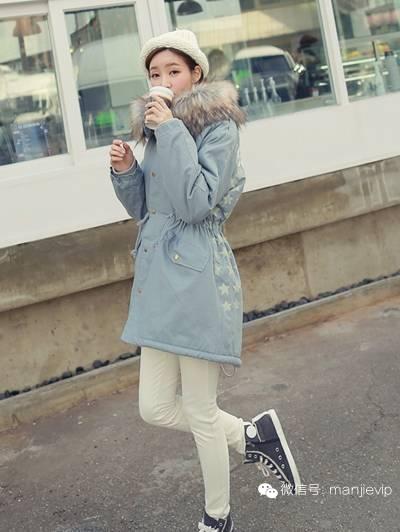 棉服外套小清新风，典型的韩式街头范儿！