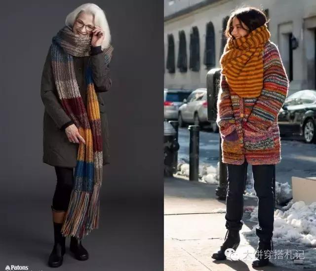丝巾围巾搭配秋冬,丝巾围巾时髦搭配系法