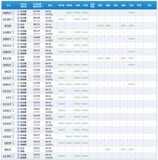 长沙至常德高铁时刻表查询,最新长沙至广州高铁时刻表
