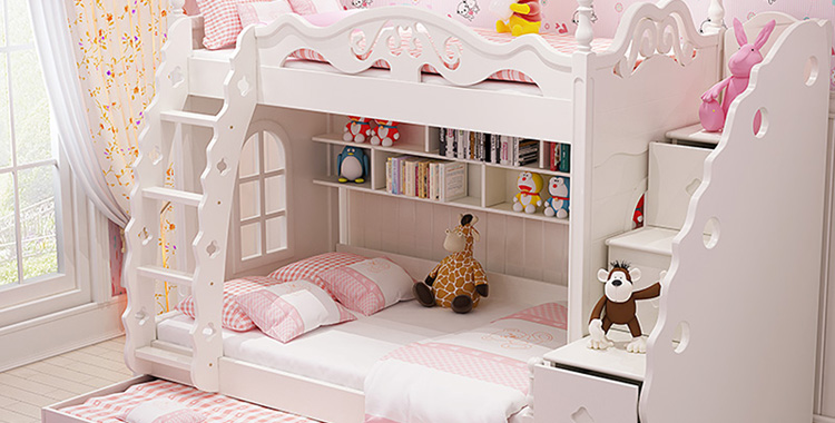 子母床温馨布置,舒适雅家居子母床