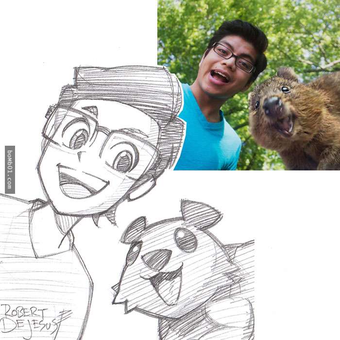 手绘宠物和主人随手画,巧手绘动物