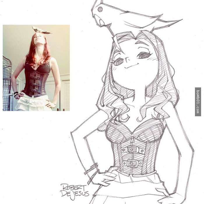 手绘宠物和主人随手画,巧手绘动物