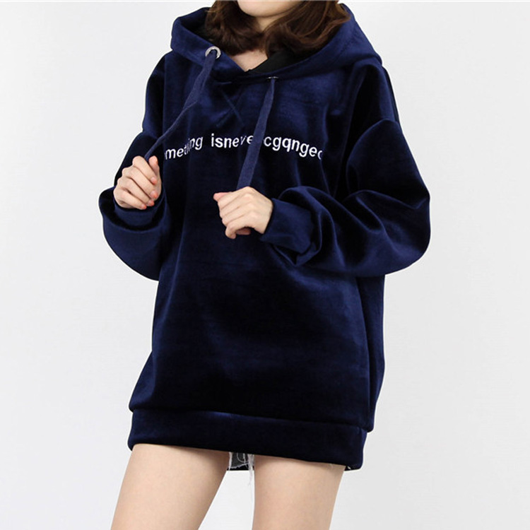 女士高端丝绒带帽卫衣,男士卫衣丝绒潮牌刺绣