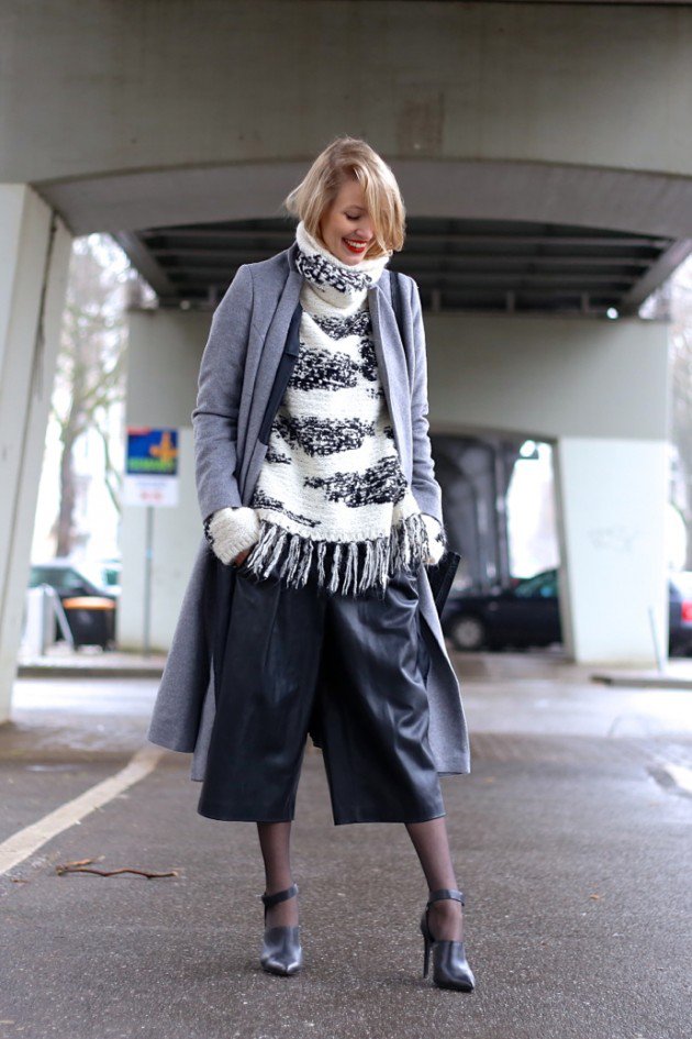 时尚阔腿裙裤女时髦洋气高档,冬日五分裙裤