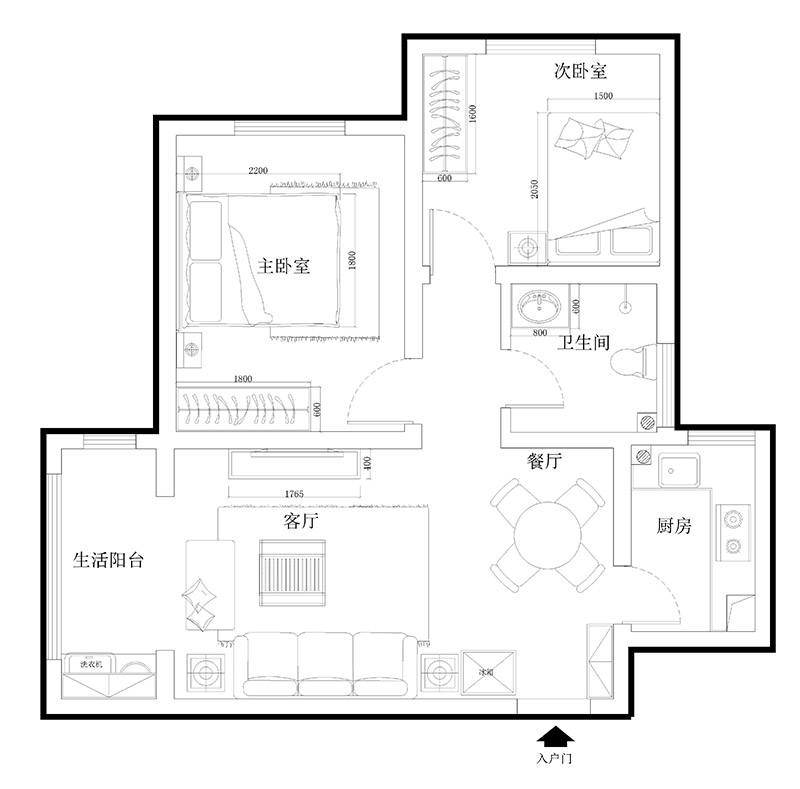 郑州正商蓝海港湾，明钻89平两室两厅简欧风格对比