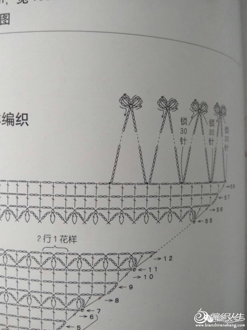 镂空钩针花样三角巾教程,蕾丝线钩针三角巾教程
