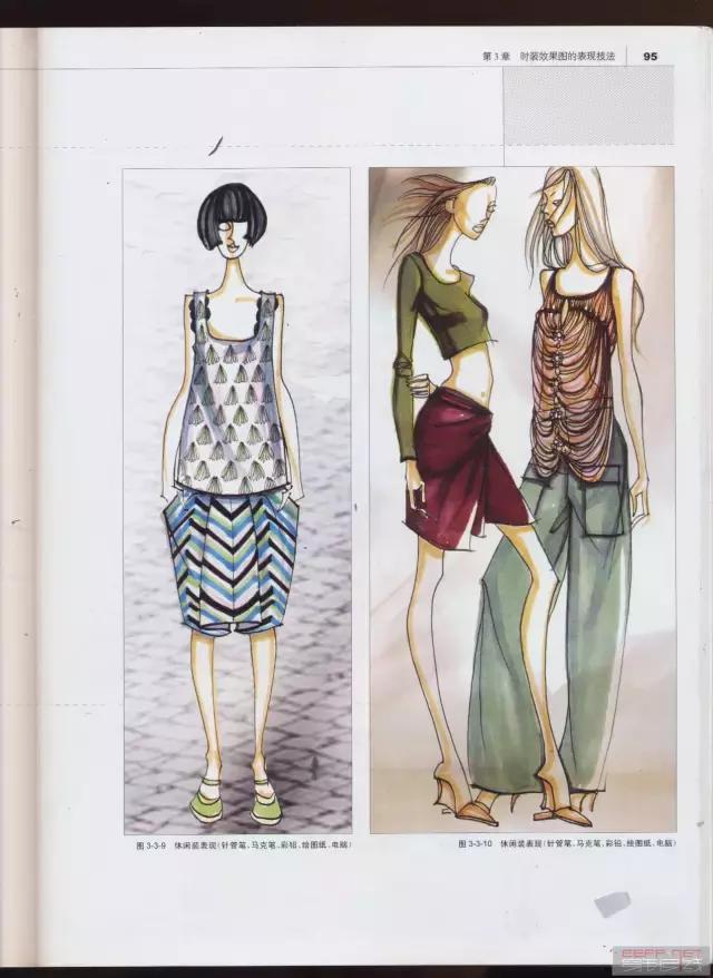 服装插图手绘教程,时装画手绘服装效果图