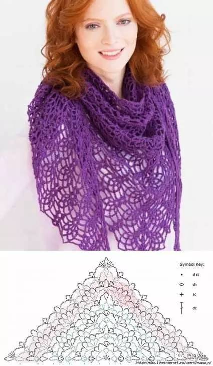 斗篷式披肩毛衣编织图解教程,三角围巾披肩的编织图解教程