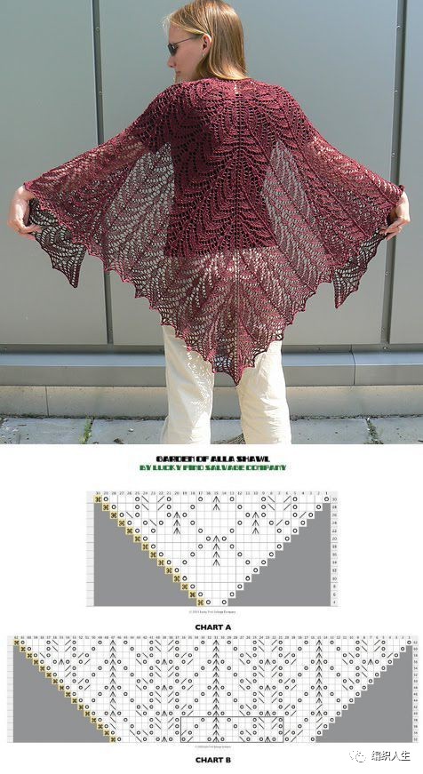 斗篷式披肩毛衣编织图解教程,三角围巾披肩的编织图解教程