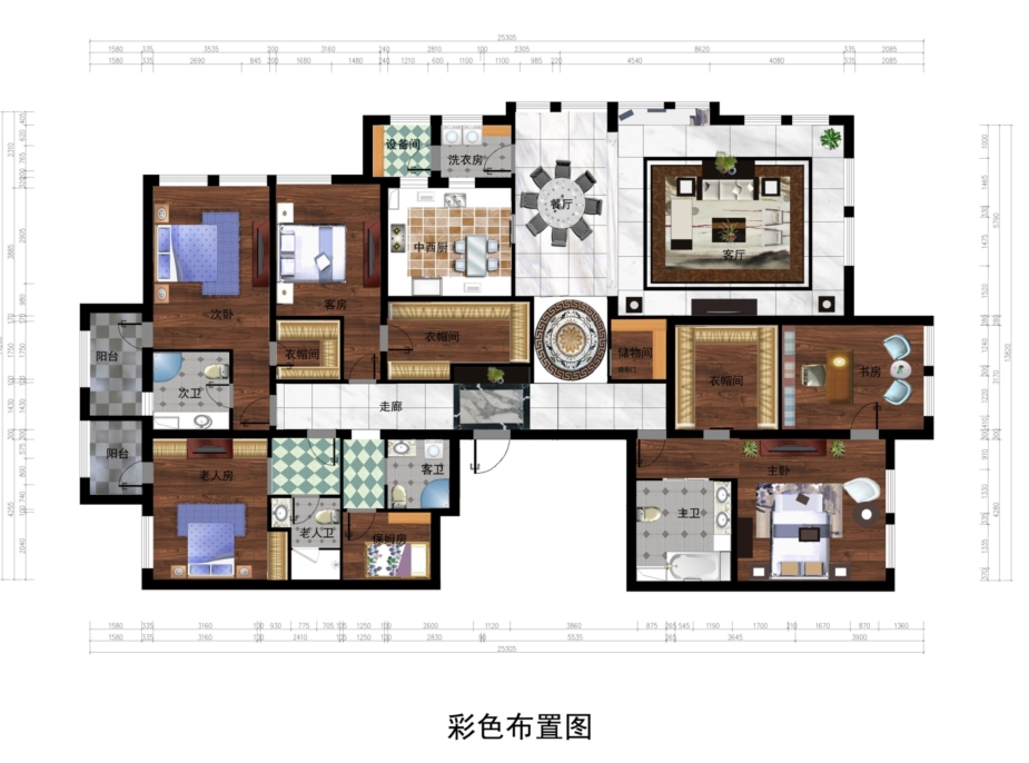 百旺杏林湾250平现代简约风格效果图设计
