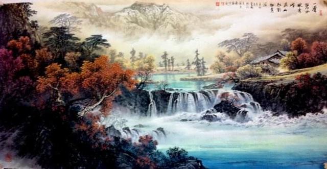 曾刚彩墨山水画丛树的画法教程,曾刚彩墨山水画房子的画法视频