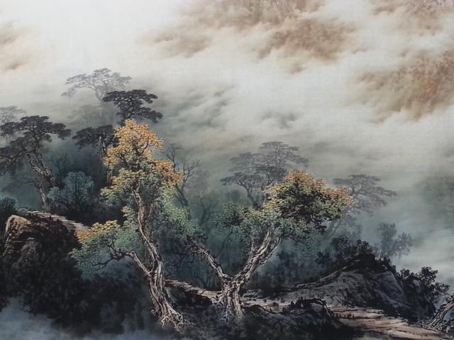 曾刚彩墨山水画丛树的画法教程,曾刚彩墨山水画房子的画法视频