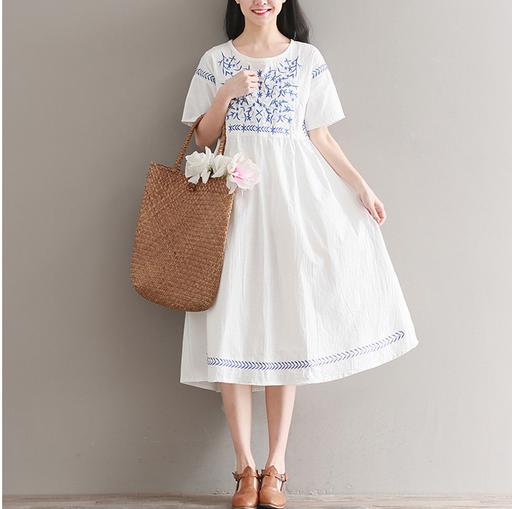 棉麻连衣裙，整个夏天都是小清新小女孩！