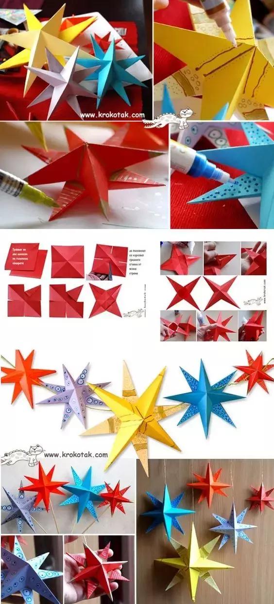 五角星立体折纸幼儿园,五角星手工折纸幼儿园
