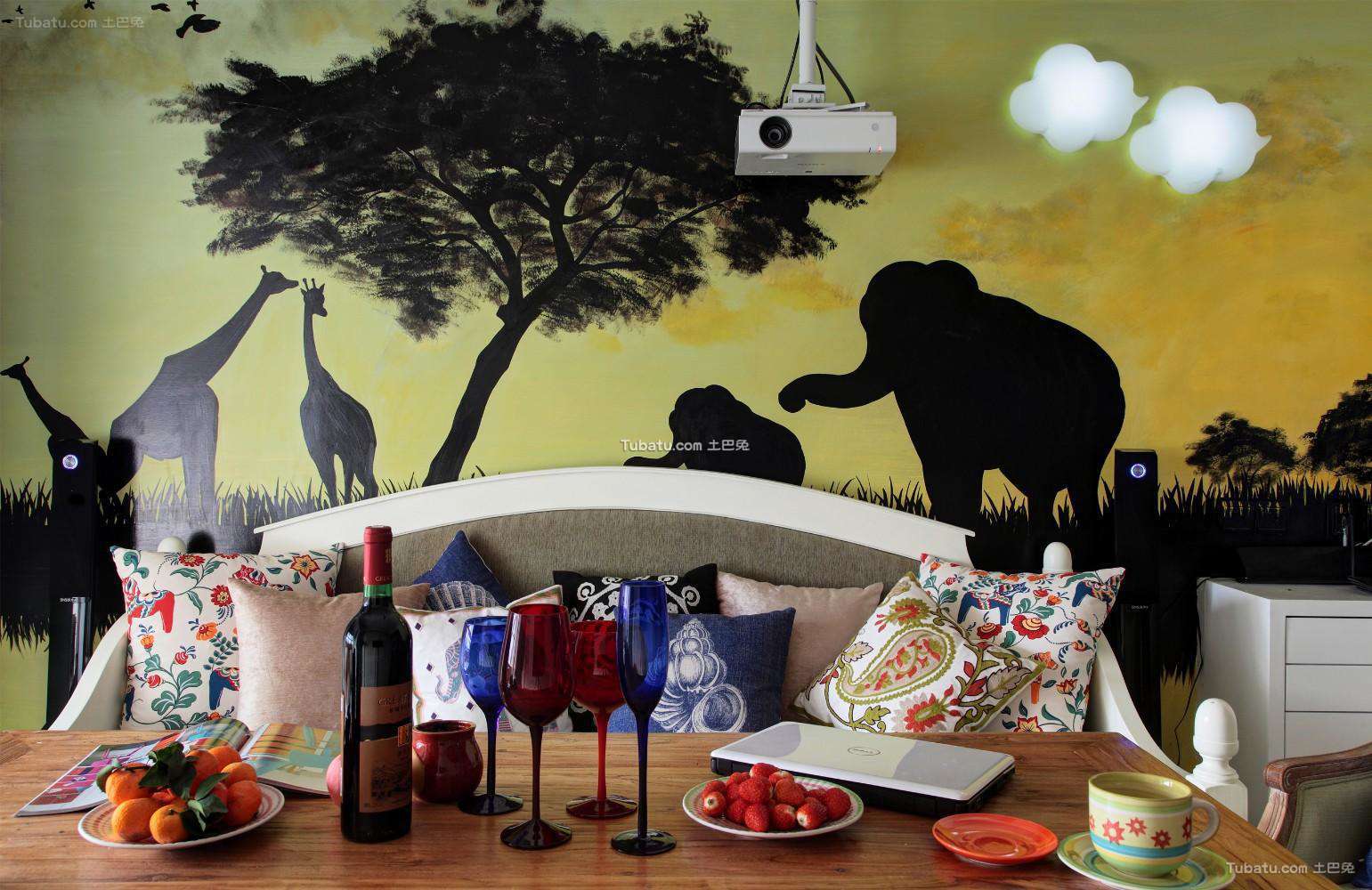 极简风格手绘墙,简单又漂亮的手绘墙