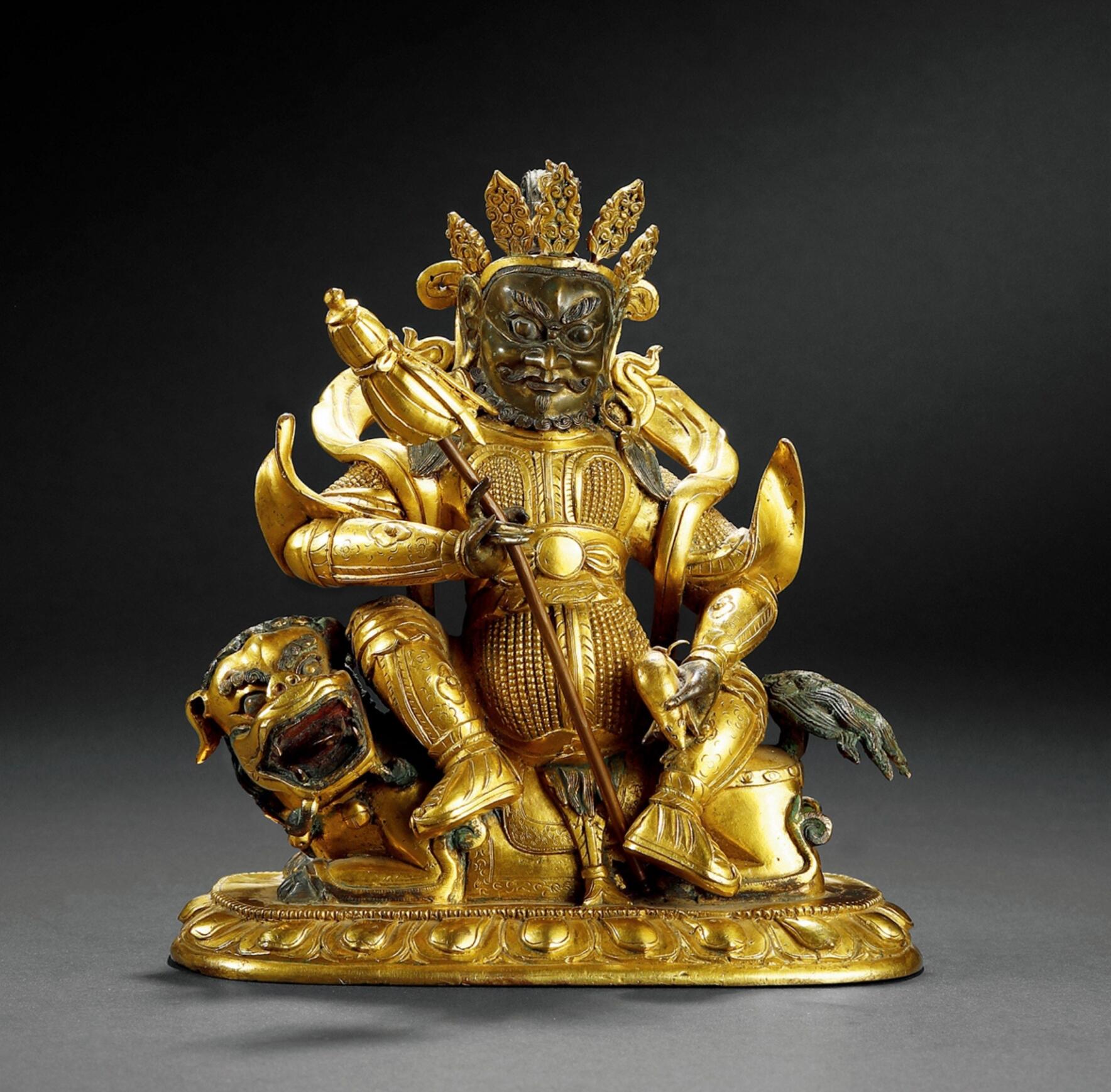 这精美的铜鎏金嵌绿松石胜乐金刚佛像正在拍卖