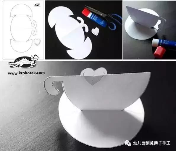 幼儿园立体卡纸手工：恐龙茶杯小爱心等，由简到繁，合适大部分幼儿操作