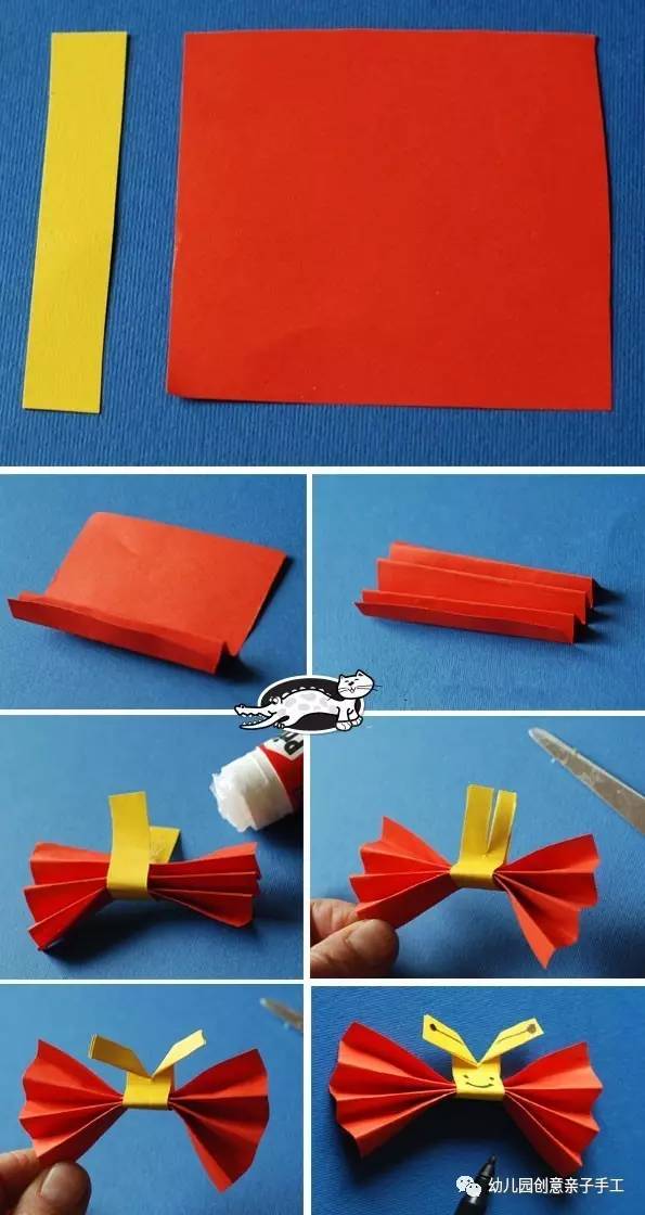 手工蝴蝶折纸幼儿园简单又漂亮,虫虫变成大蝴蝶