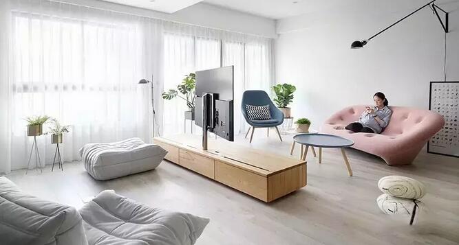 360度旋转电视墙效果图,宜家风格装修电视墙