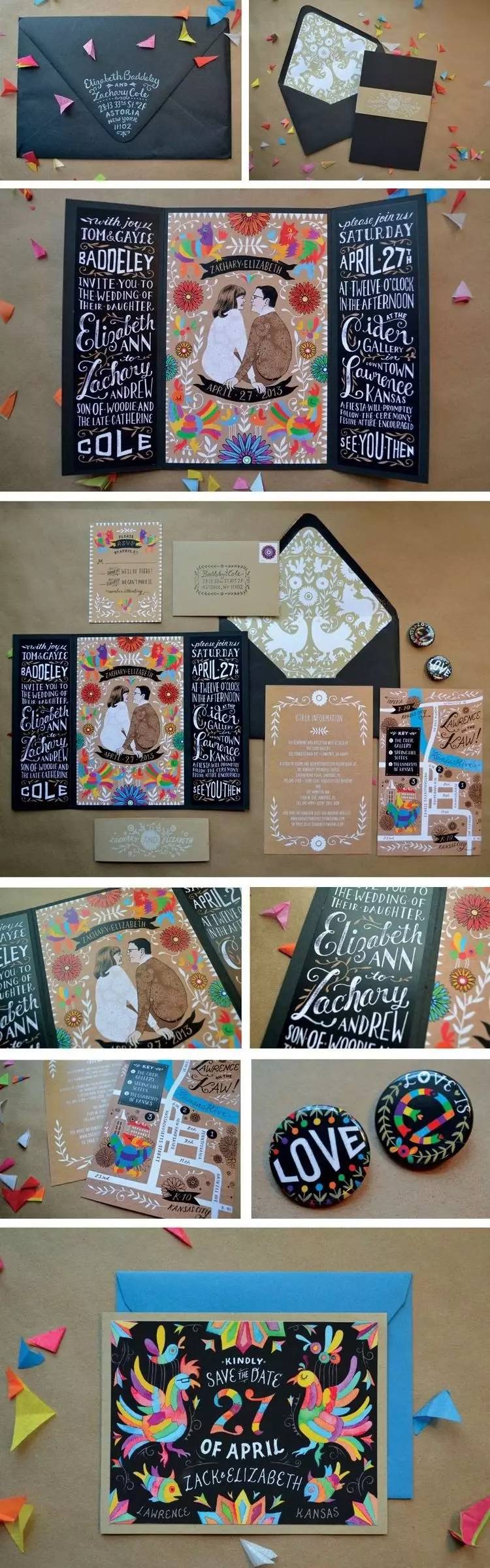 复古婚礼请柬心形,超有设计感的婚礼请柬模板