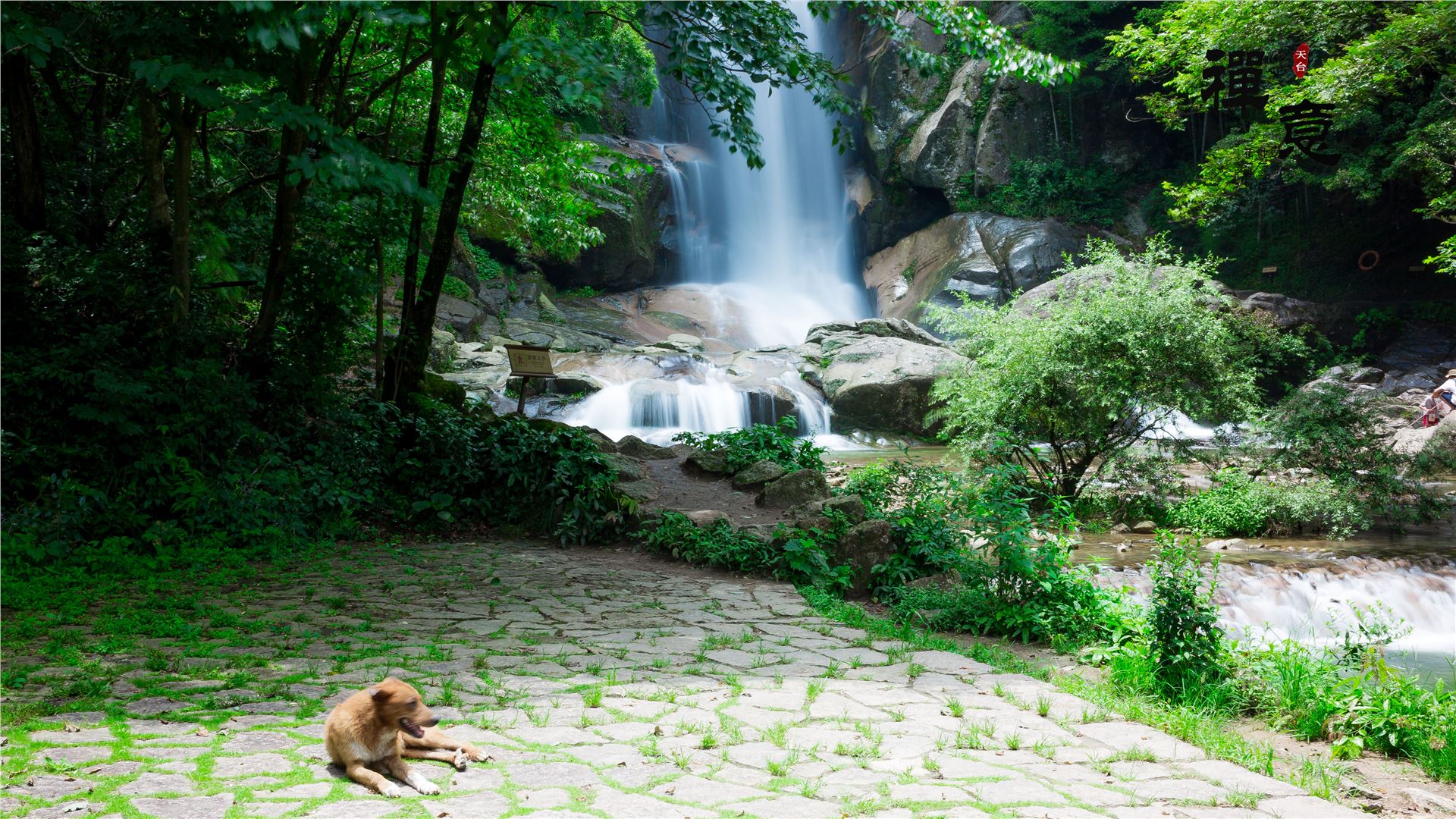 石梁飞瀑高清图,天台山国清寺石梁飞瀑一日游