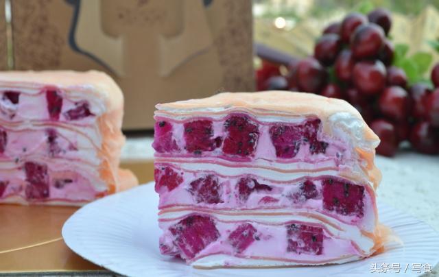 吃七彩千层蛋糕,网红七彩千层蛋糕