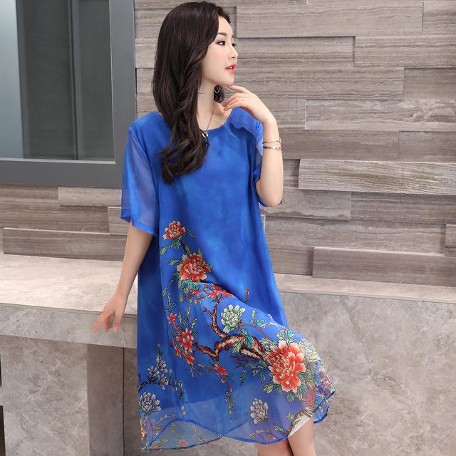 民族风大码碎花连衣裙，棉麻布料透气又时髦