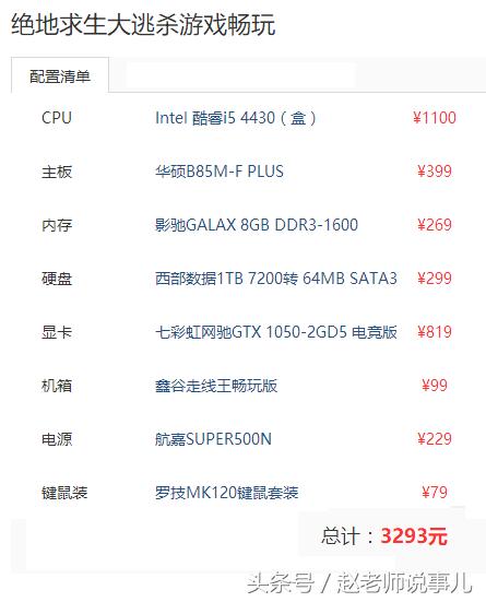 配一台电脑,自己配电脑