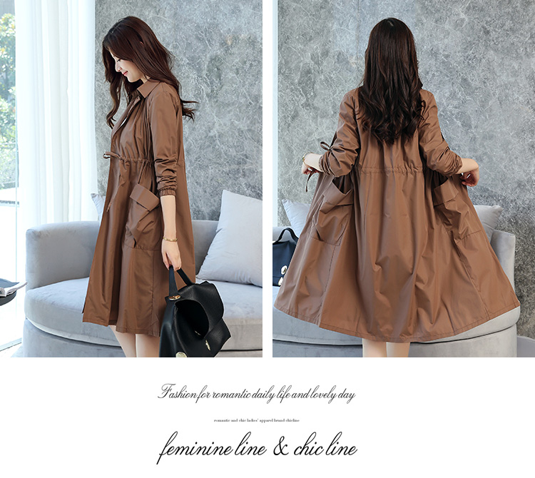 韩版中长款修身春秋风衣女外套,女款风衣外套中长款春秋