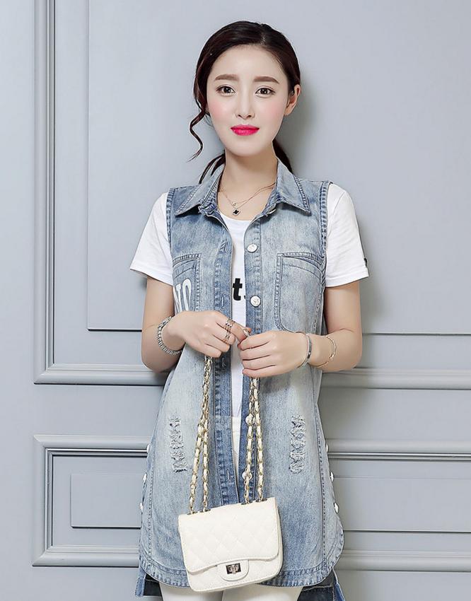 春季牛仔马甲,牛仔宽松时尚马甲