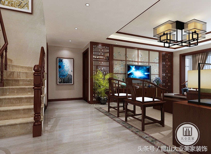 昆山江南理想100平户型装修效果图,昆山新中式风格家庭装修效果图