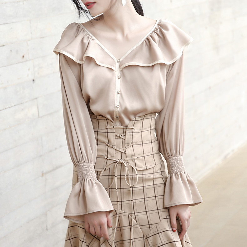 潮流荷叶边衬衫,荷叶边潮流衬衫