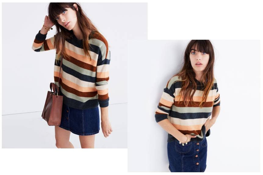 条纹毛衫怎么织好看,条纹大毛衣怎么搭配