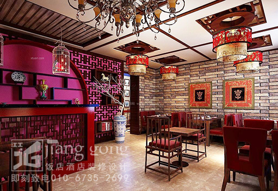 餐饮现代徽派设计,徽派饭店装修效果图180平方