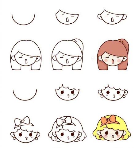 超全人物头像简笔画~一步一步教男孩女孩全都有，抽藏起来教孩子