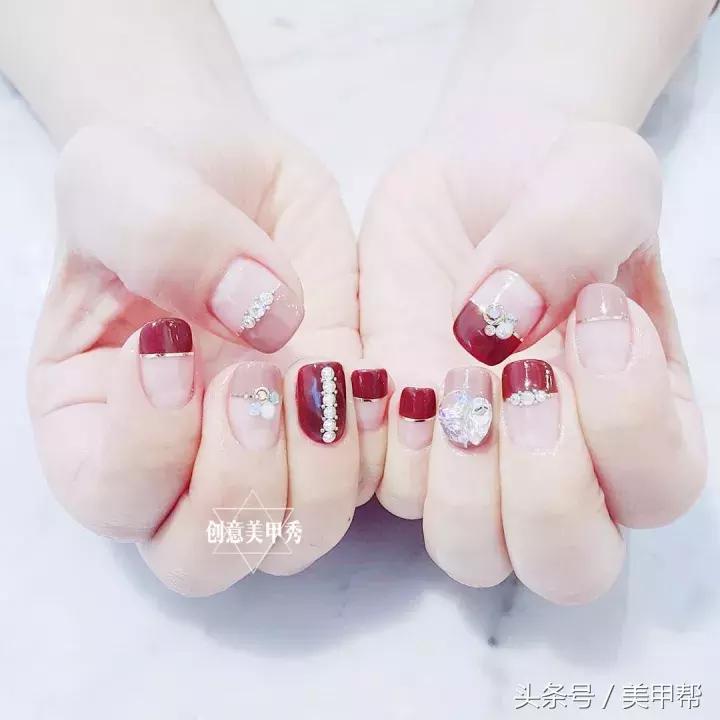 干美甲款式图片大全,蜜糖小姐美甲焦糖玫瑰色款式