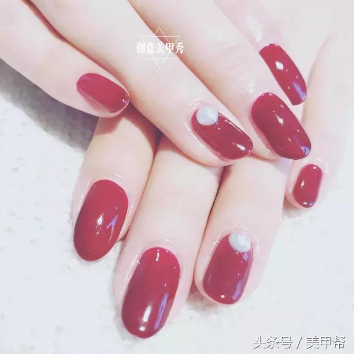 干美甲款式图片大全,蜜糖小姐美甲焦糖玫瑰色款式