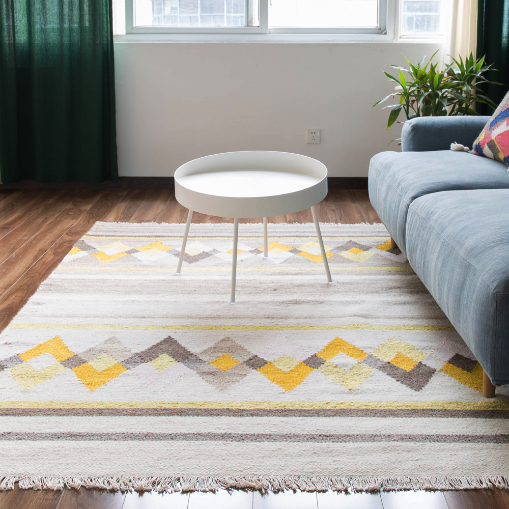 房子软装设计暖色极简风,黄色瓷砖精装房软装设计