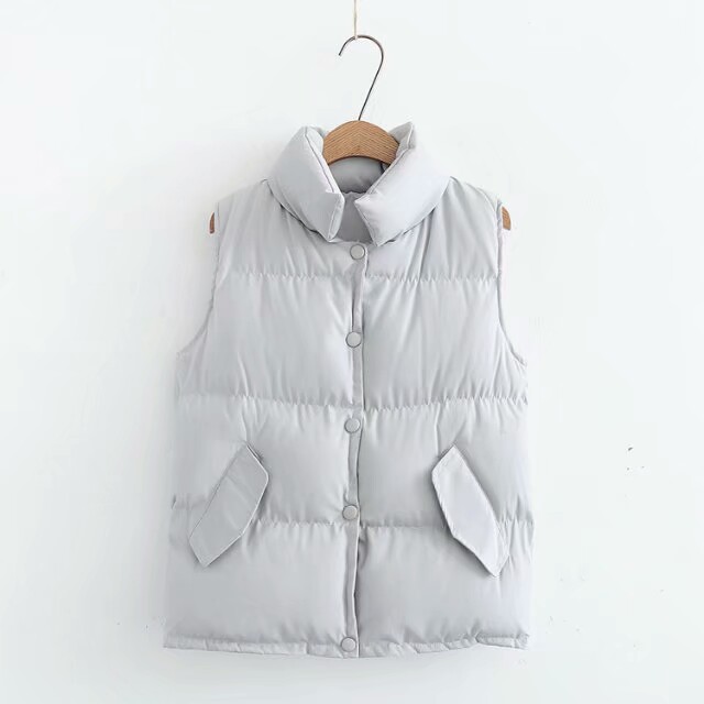 立领大口袋白羽绒马甲,立领双口袋羽绒马甲