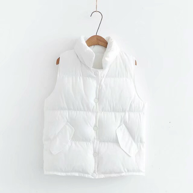 立领大口袋白羽绒马甲,立领双口袋羽绒马甲