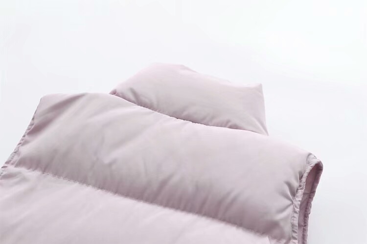 立领大口袋白羽绒马甲,立领双口袋羽绒马甲