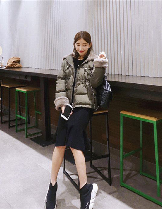 中长棉服搭配韩国穿搭,韩国冬天女生穿搭图片