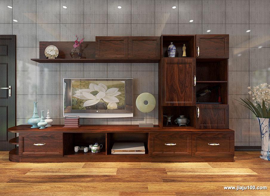 经典电视柜装修效果图,新中式简单大方电视柜效果图