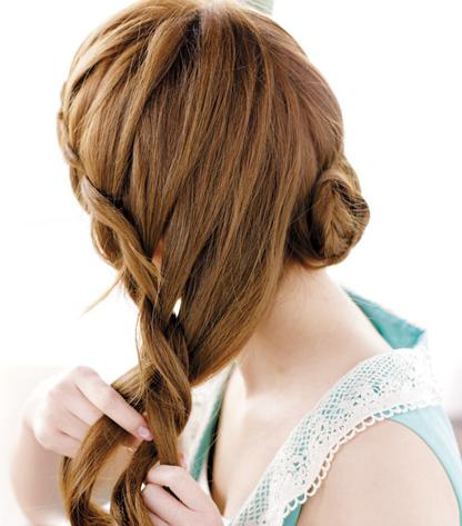 刘海清新编发教程简单,刘海长发简单减龄编发