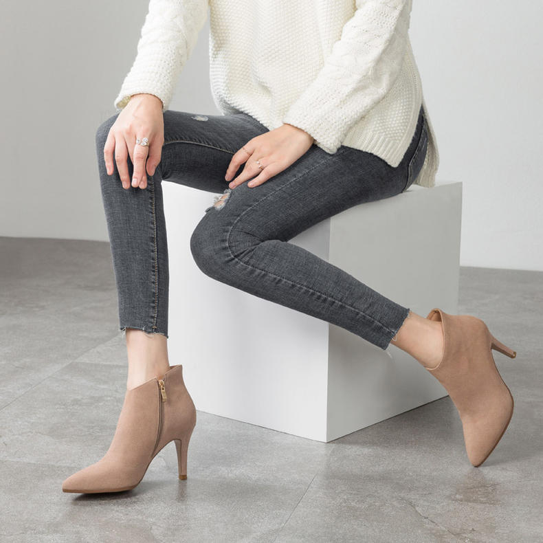 比较女人味又显年轻的高跟短靴,高跟短靴欧美气质女神范细跟