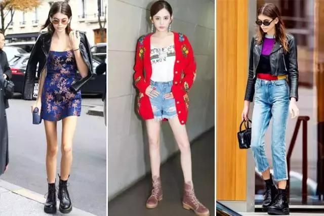 合适冬天小女生穿的黑色马丁靴,合适年轻小姐姐穿的衣服