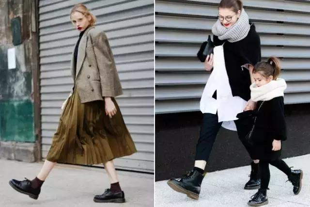 合适冬天小女生穿的黑色马丁靴,合适年轻小姐姐穿的衣服