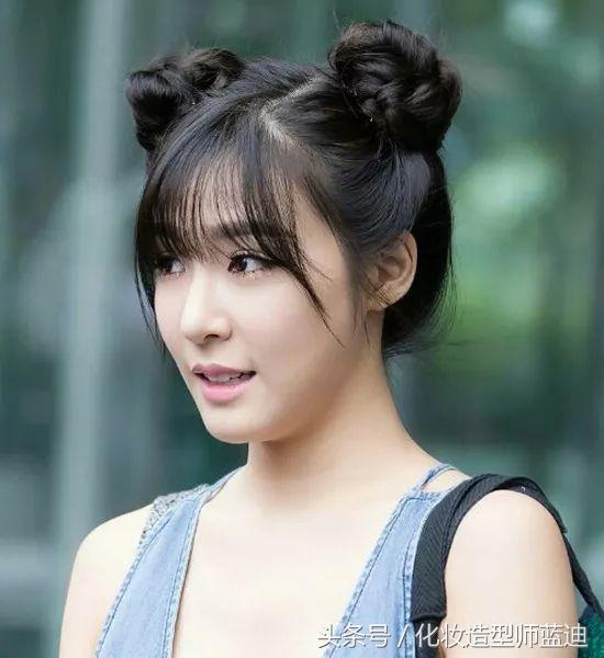 中短发扎丸子头怎么显丸子头小,减龄丸子头双丸子头